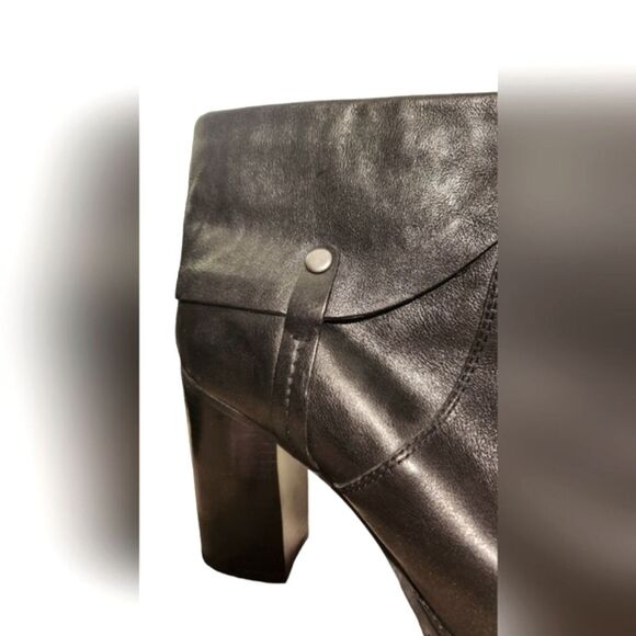 Franco Sarto Boots Leather Black Ankle Cuff Sexy Indie MOTO Whimsigoth Heel‎ 10 - Picture 4 of 15